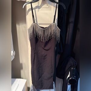 Elegant Black Dress with Silver Accents